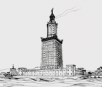 Александрийский маяк, рисунок археолога Г. Тирша (1909).